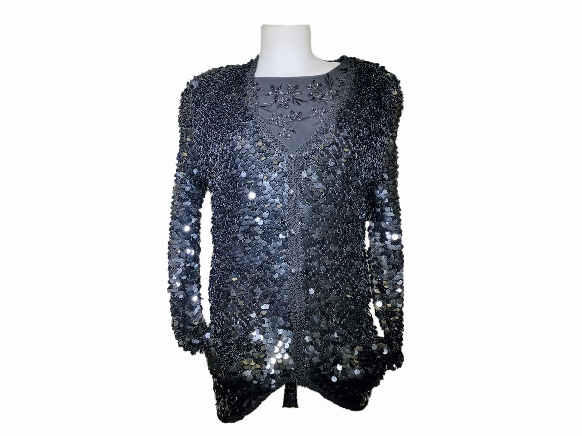 Enrico Coveri, Cardigan in Paillettes e una Blusa
