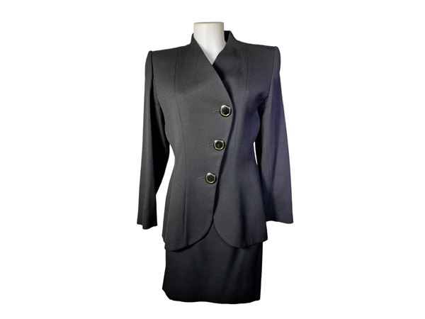 Yves Saint Laurent variation, black wool suit