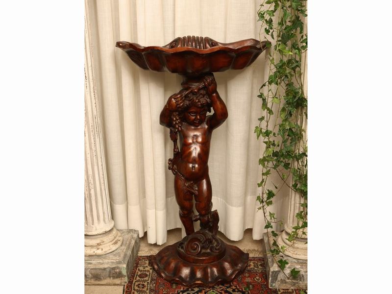 Gueridon Scultorea in Noce
