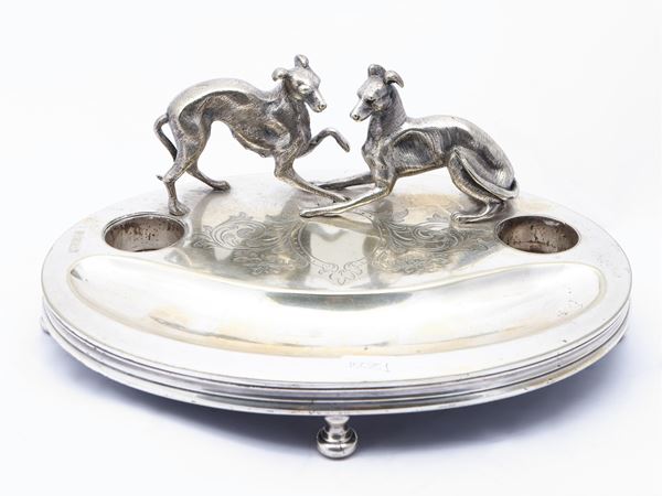 Silver metal inkwell