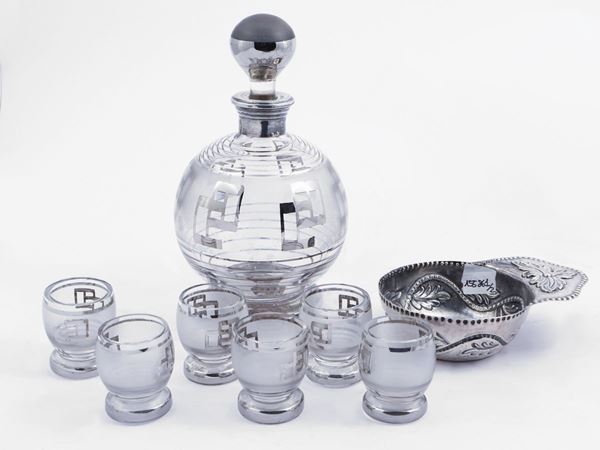 Set da liquore in cristallo di gusto Art Decò