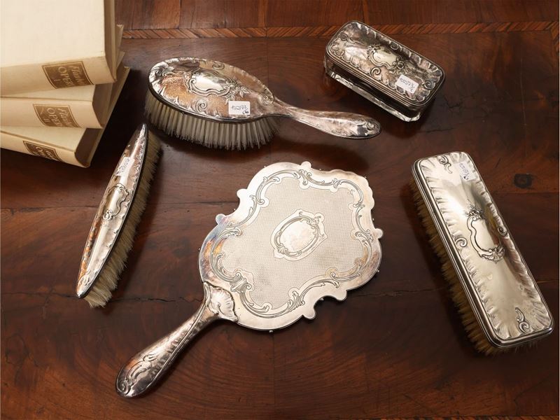 Set da Toilette in Metallo Argentato, Krupp Berndorf