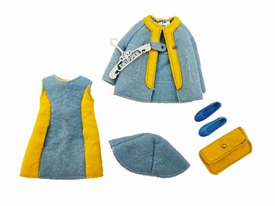 Vestitini Skipper in Panno Azzurro Bordato di Giallo