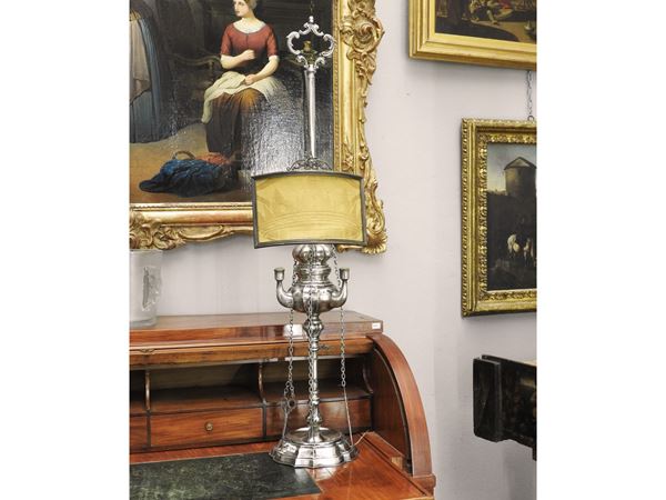 Large Florentine silver lamp