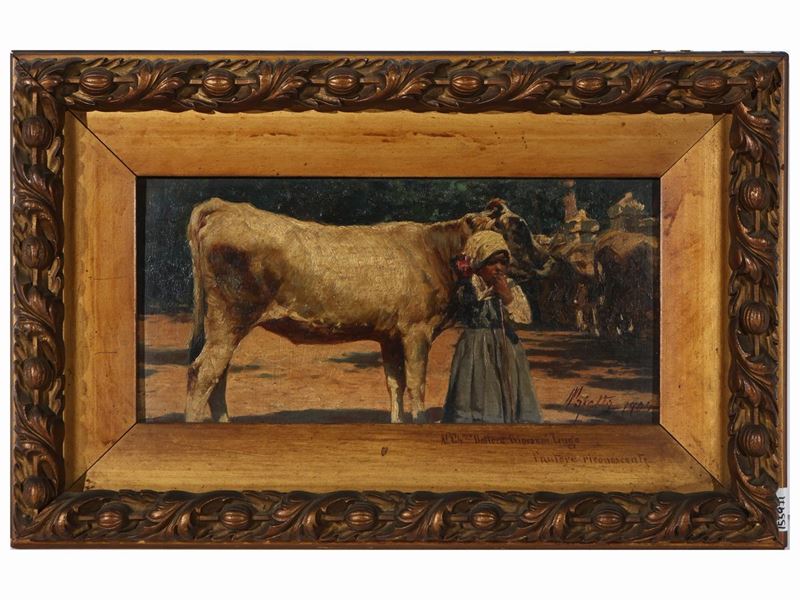 Pietro Pajetta - Contadinella con Armenti 1904
