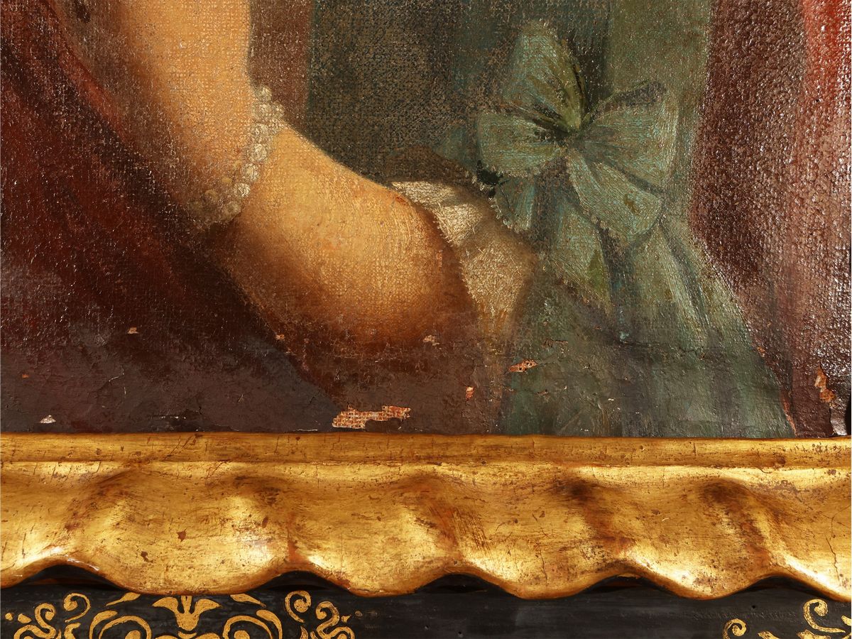 Scuola Veneta del XVIII Secolo - Ritratto di Nobildonna con Rosa