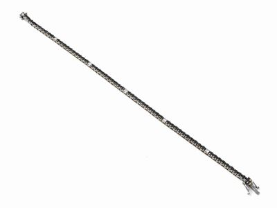 Bracciale Tennis in Oro Bianco con Diamanti Incolori e Diamanti Neri