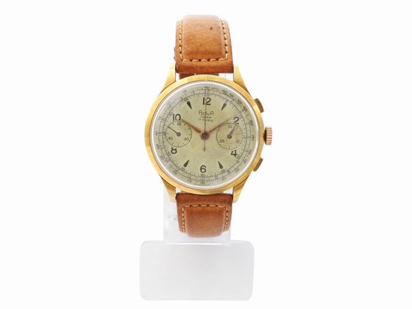 Yellow gold Actua gentlemen wrist chronograph  (Switzerland, sixties)  - Auction Jewels and Watches - Maison Bibelot - Casa d'Aste Firenze - Milano