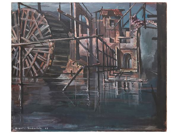 Angelo Vadal&#224; - View of ruin with mill 1963