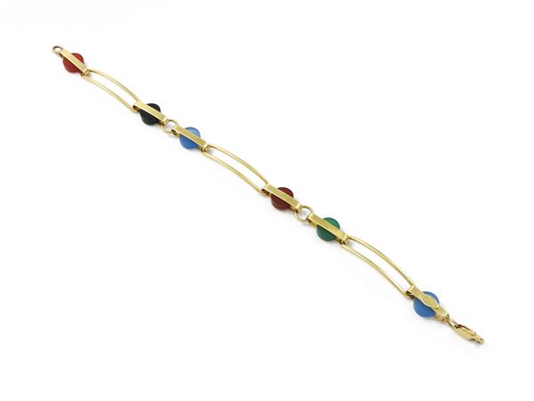 Yellow gold bracelet with multicolored agates