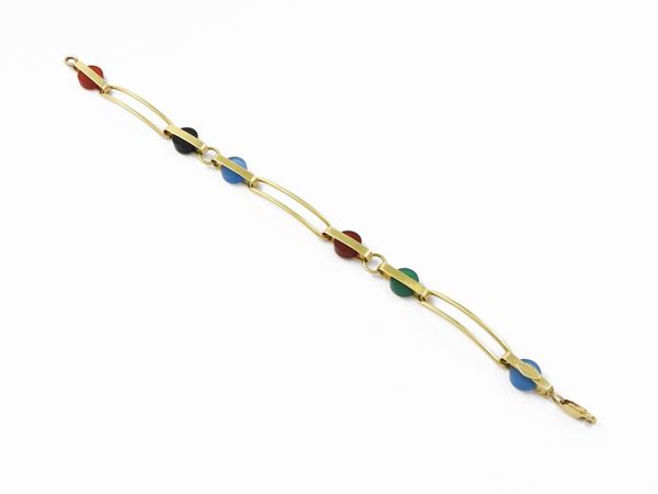 Bracciale in oro giallo con agate multicolore  - Asta Gioielli e Orologi - Maison Bibelot - Casa d'Aste Firenze - Milano