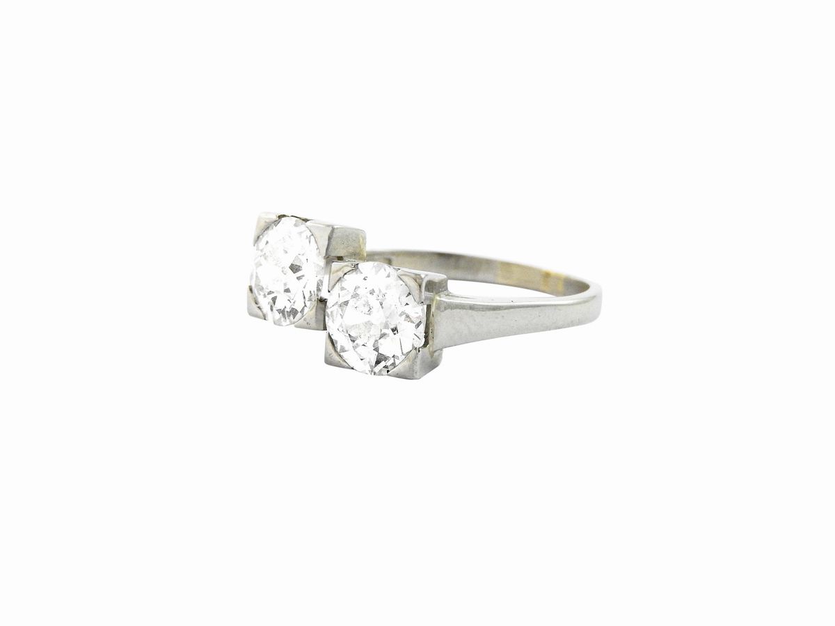 Anello Contrarié in Oro Bianco con Diamanti