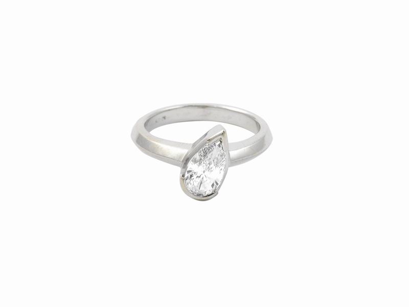 Anello Solitario in Oro Bianco con Diamante