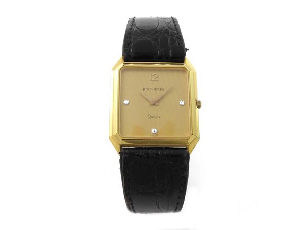 Bucherer gentlemen wristwatch in gold-plated steel