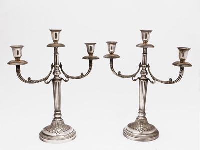 Coppia di Candelabri in Argento, Fratelli Fossi Firenze