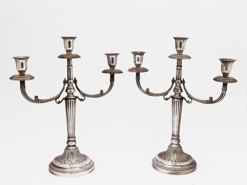 Coppia di Candelabri in Argento, Fratelli Fossi Firenze