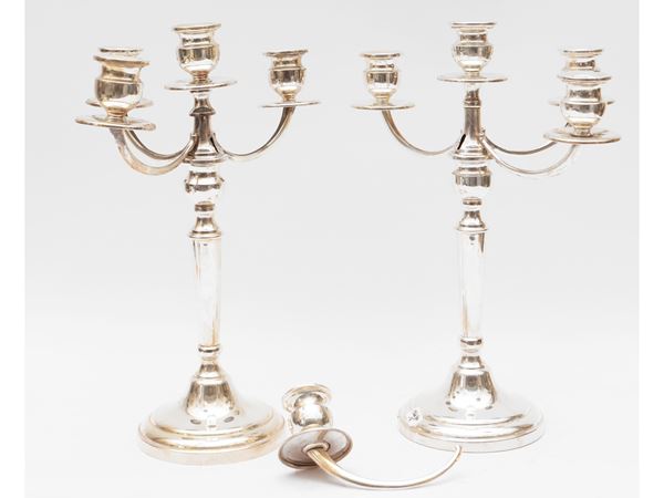 Coppia di candelabri in argento, Fratelli Fossi Firenze