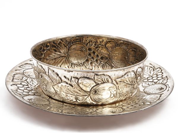 Silver fruit bowl centrepiece, Fratelli Fossi Firenze