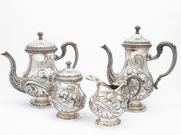Silver tea and coffee service, Fratelli Fossi Florence