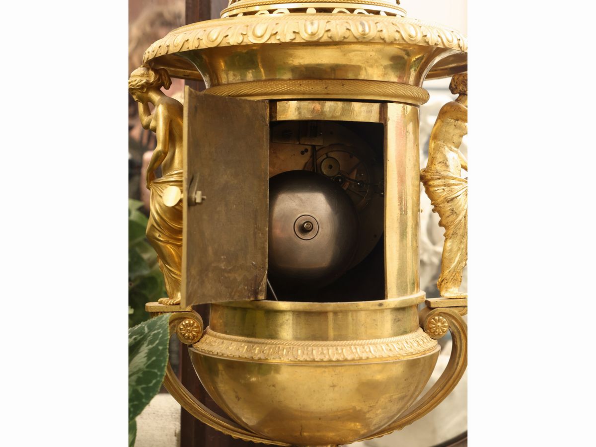 Orologio da Tavolo in Bronzo Dorato, Jacques-auguste Détour À Paris, Inizio del XIX Secolo