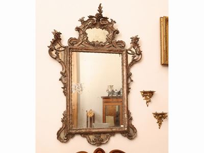 Specchiera con Cornice in Legno Intagliato e Dorato a Mecca