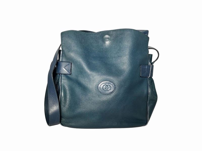 Gucci, Borsa a Tracolla in Pelle Martellata Blu Notte