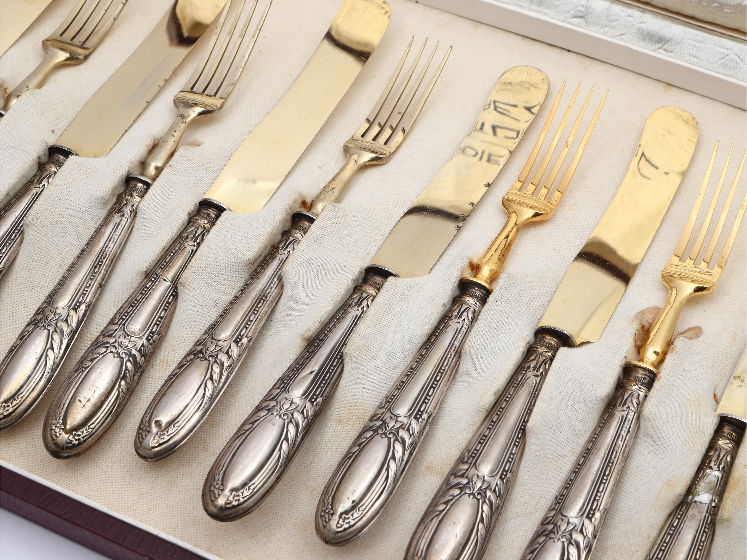 Servizio di posate da frutta con manico rivestito in argento