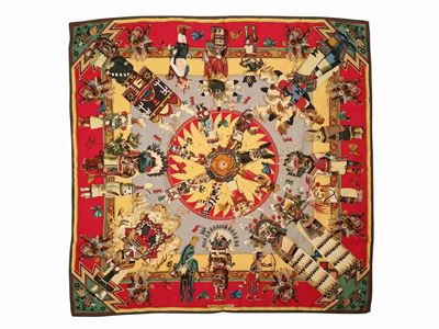 Hermès,"kachinas", Foulard in Seta