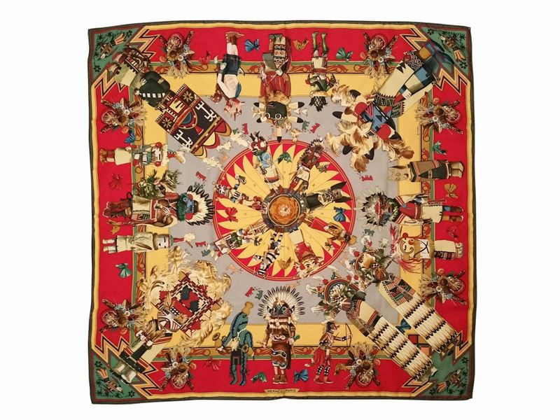 Hermès,"kachinas", Foulard in Seta