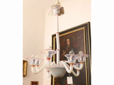 Lampadario in Vetro Soffiato Lattimo, la Murrina