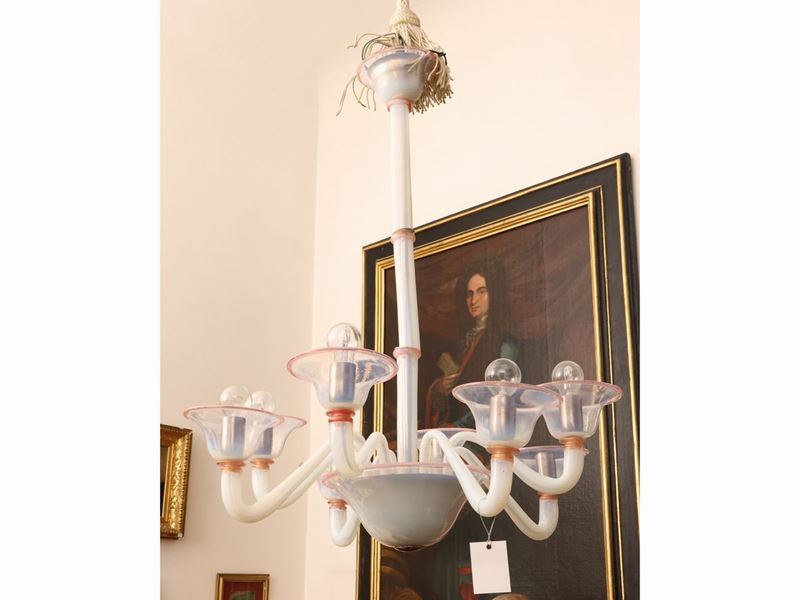 Lampadario in Vetro Soffiato Lattimo, la Murrina