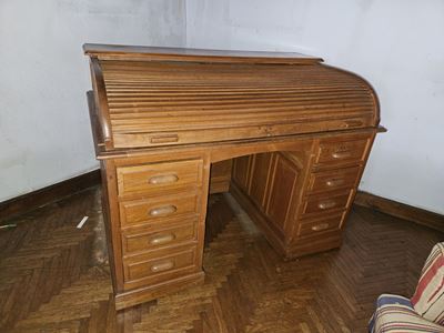 Grande Scrivania da Centro a Rullo in Rovere