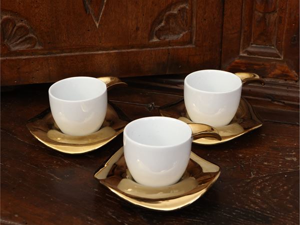 Series of six porcelain coffee cups