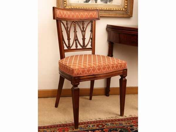 Armchair and matching chair in walnut