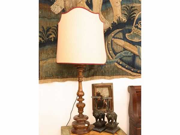 Large turned walnut torch holder