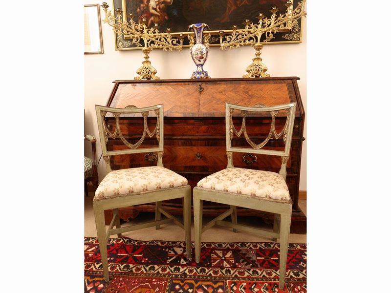 Coppia di Sedie in Legno Laccato