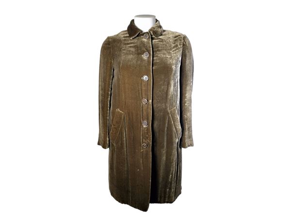 Aspesi, Forest green silk velvet coat