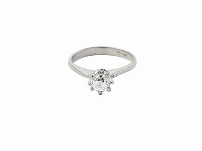 Anello Solitario in Oro Biano con Diamante