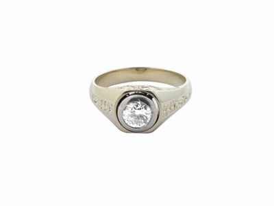 Anello Solitario in Oro Bianco con Diamante