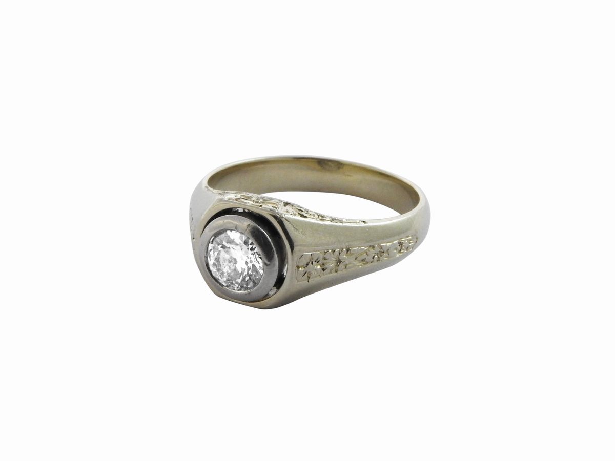 Anello Solitario in Oro Bianco con Diamante