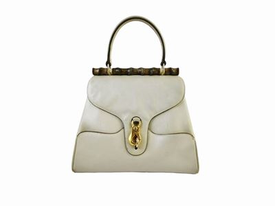 Gucci, Borsa a Mano in Pelle Color Riso e Bamboo