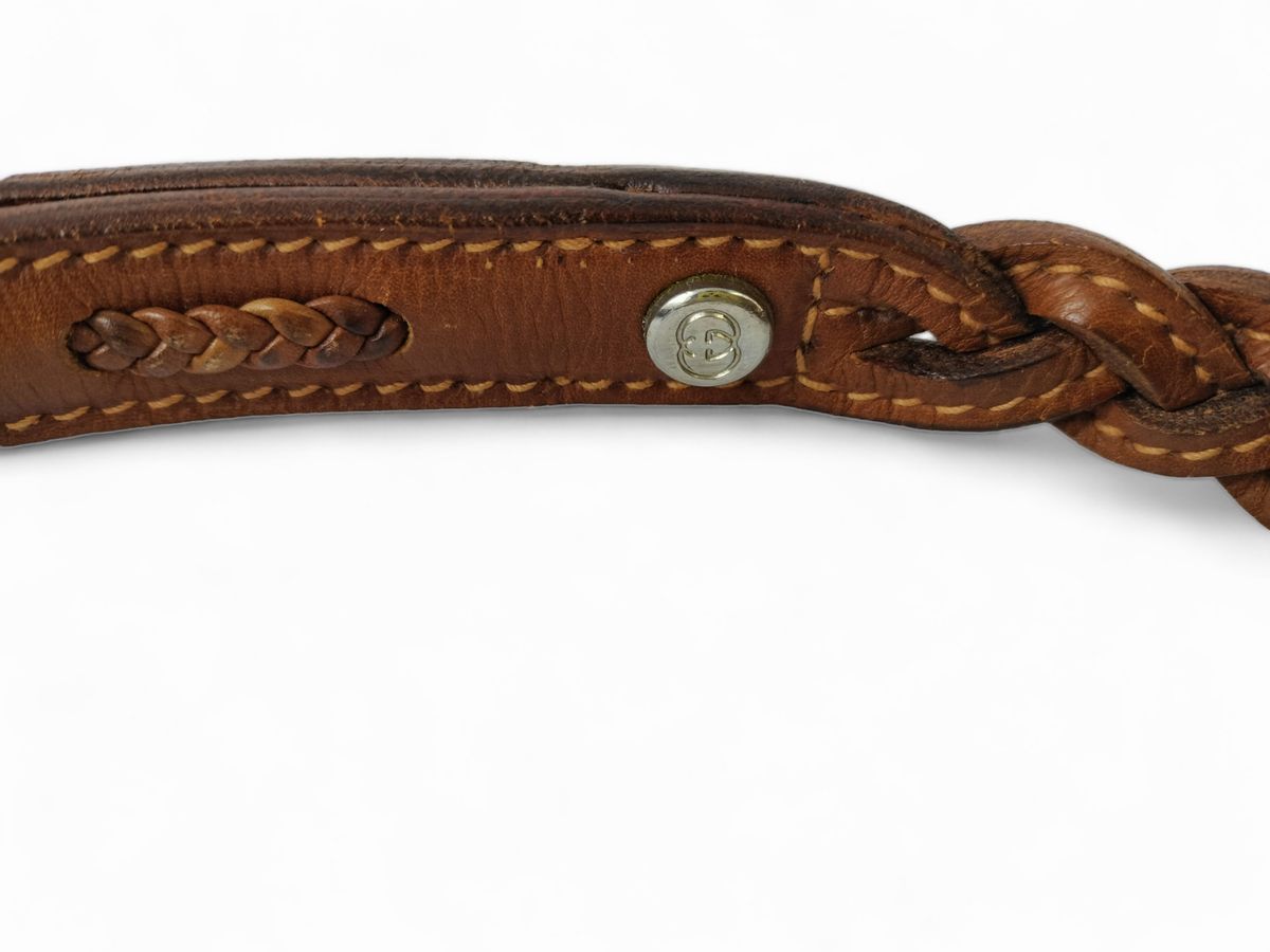 Gucci, Guinzaglio in Pelle Intrecciata Marrone