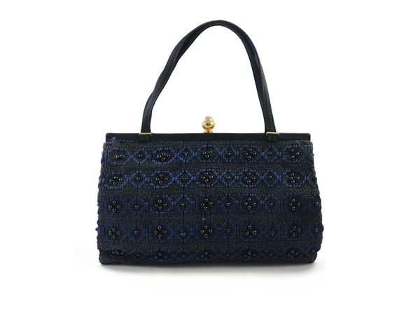 Handbag in fabric and beads