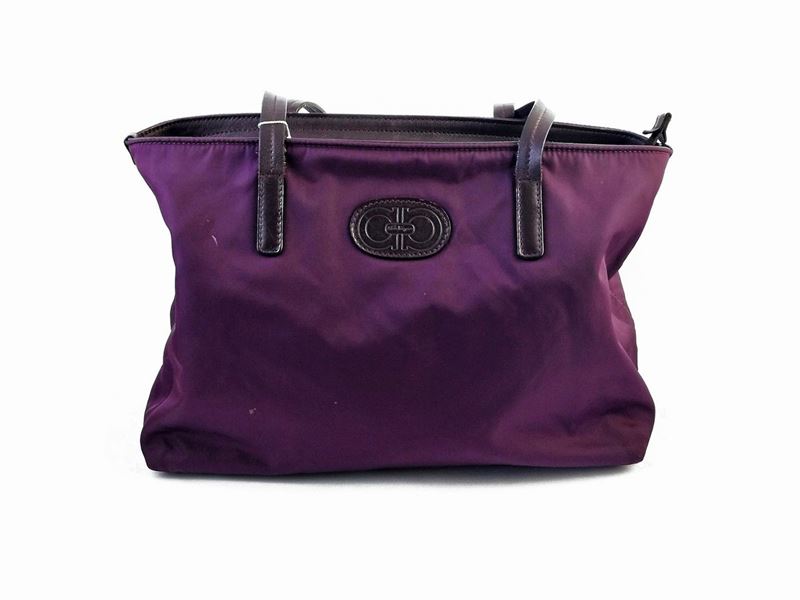 Salvatore Ferragamo, Shopping Bag in Tela Viola