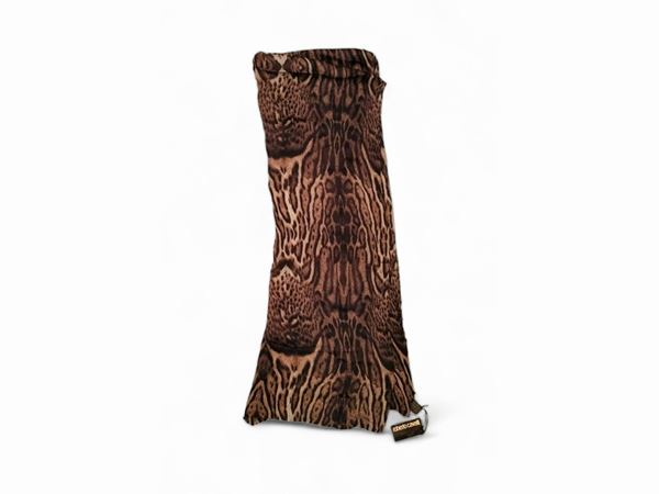 Roberto Cavalli, Sciarpa in seta animalier marrone  - Asta Vintagemania - Maison Bibelot - Casa d'Aste Firenze - Milano