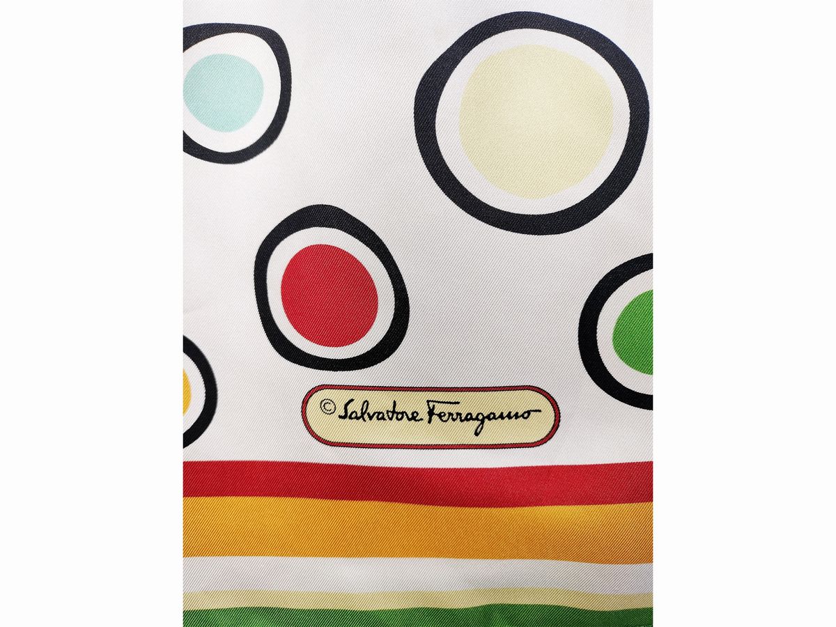 Salvatore Ferragamo Special Edition, Abitino in Seta Bianca a Pois Colorati