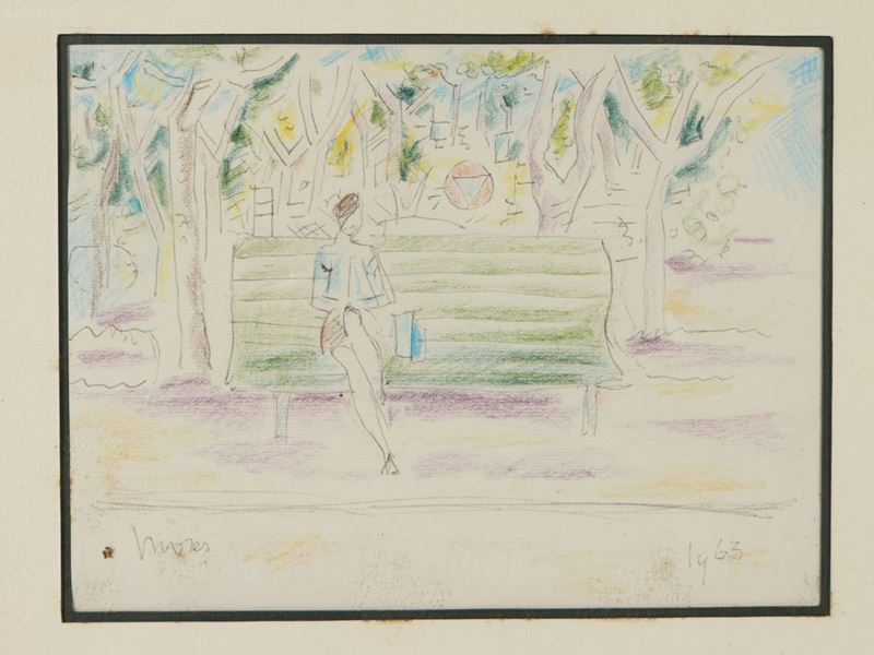 Moses Levy - Scorcio di Parco con Figura 1963