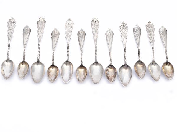 Twelve Silver Coffee Spoons  (Netherlands, 19th/20th Century)  - Auction A florentine house. Between tradition and modernity Silvers - I - - Maison Bibelot - Casa d'Aste Firenze - Milano