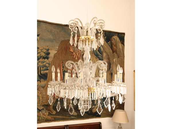 Large crystal chandelier, part of a pair