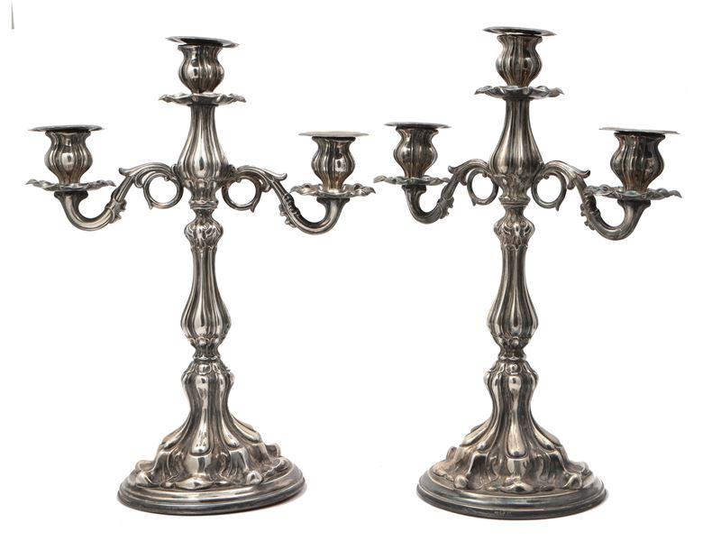 Coppia di Candelabri in Argento